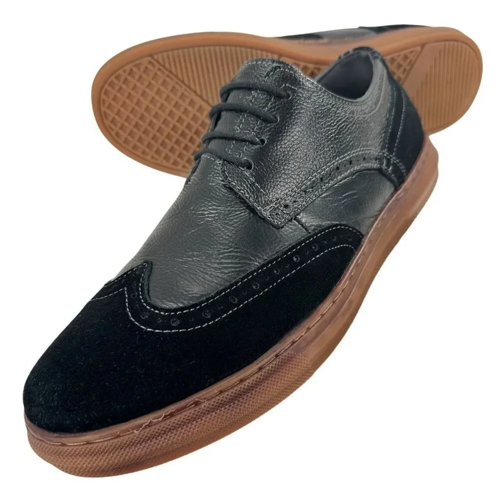 Arkbird Wingtip Black Leather/Suede Oxfords Men’s Size 9